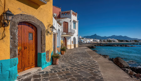Typical colorful houses on the island of Crete, Greece.の素材