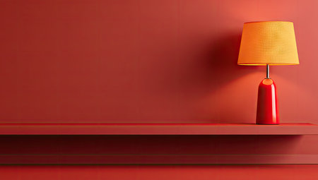 Lamp on the bookshelf, 3d rendering. Computer digital drawing.の素材