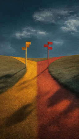 Winding road in the countryside, 3d render, illustration.の素材