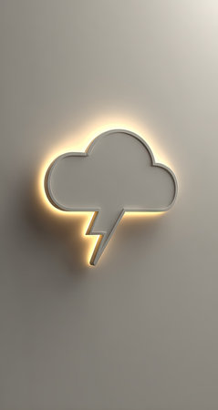 cloud with lightning on a white background, 3d render illustration.の素材
