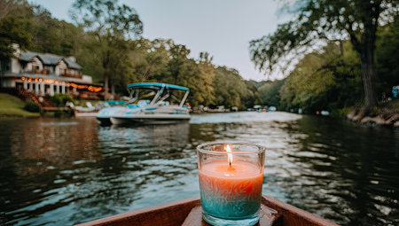 3d rendering of a glass sphere on a red and blue backgroundの素材