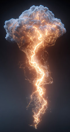 Lightning strike in the form of a lightning bolt. 3d renderingの素材