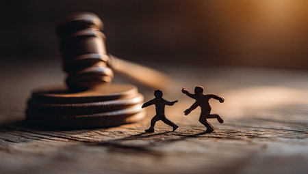 Wooden judge gavel and miniature people. Law and justice concept.の素材