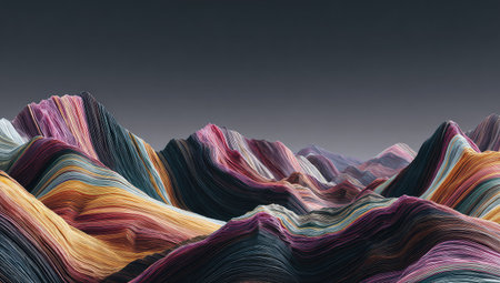 Abstract colorful wavy background. 3d rendering, 3d illustration.の素材