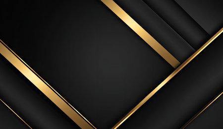 Luxury black abstract background with golden lines. Graphic design elementの素材