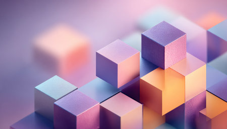abstract colorful cube background, 3d render illustration, soft focusの素材