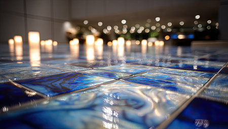Mosaic tiles in the lobby of the hotel. Shallow depth of field.の素材