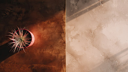 Flowers in a vase on a wooden background. View from above.の素材