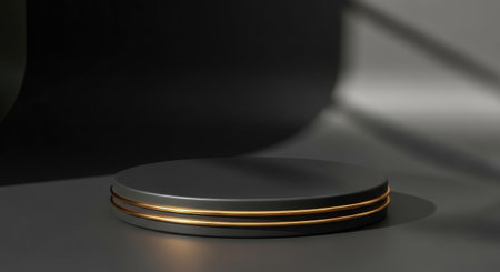 3d render of black podium for product presentation. Minimal sceneの素材