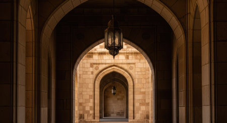 Lantern in the arches of the New York Public Libraryの素材