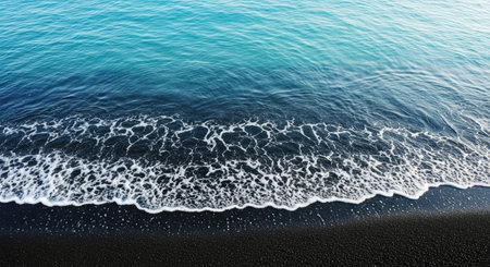 Waves on the black sand beach. Beautiful seascape.の素材