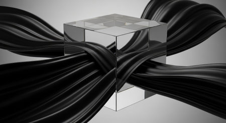 Black and white abstract background. 3d rendering, 3d illustration.の素材