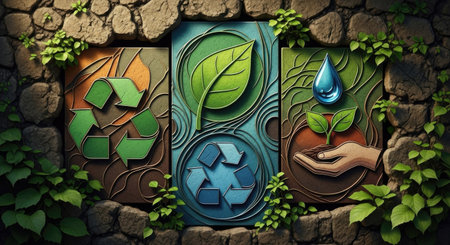 Ecology concept. Earth day background. Save the world. 3D renderingの素材