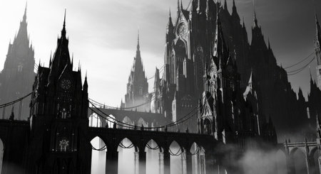 St. Vitus Cathedral in Prague, Czech Republic. Black and white.の素材