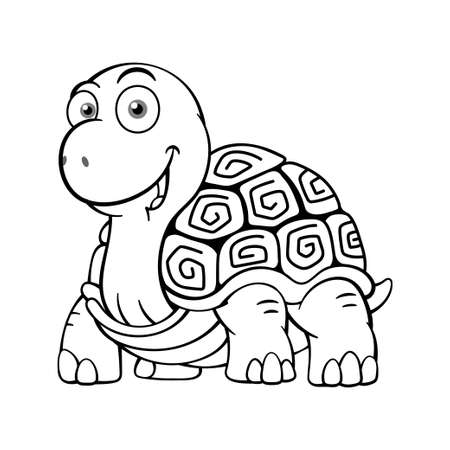 Cute Tortoise Cartoon Character Outlineのイラスト素材