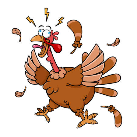 Funny Screaming Turkey Cartoon Characterのイラスト素材