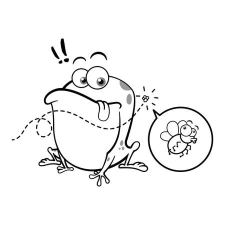 Funny Frog Looking At Fly Outlineのイラスト素材