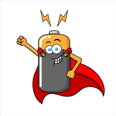 Power Battery Hero Cartoon Characterのイラスト素材