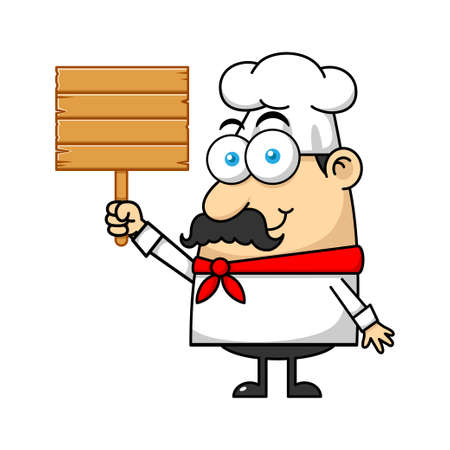 Chef Mascot Character Holding Boardのイラスト素材