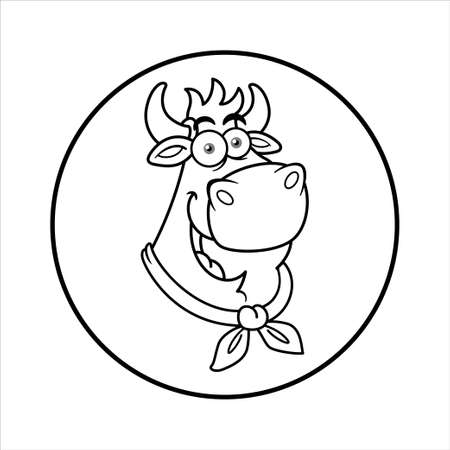 Black And White Cow Chef Face Mascotのイラスト素材