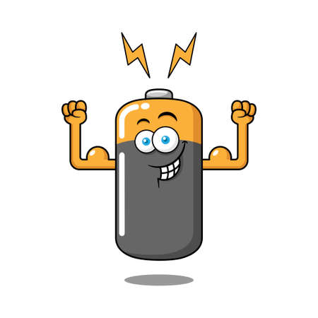 Power Battery Cartoon Characterのイラスト素材