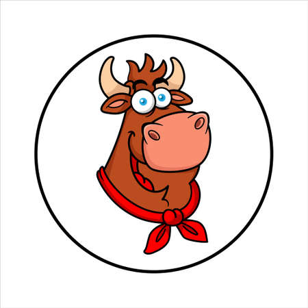 Cow Chef Face Mascotのイラスト素材