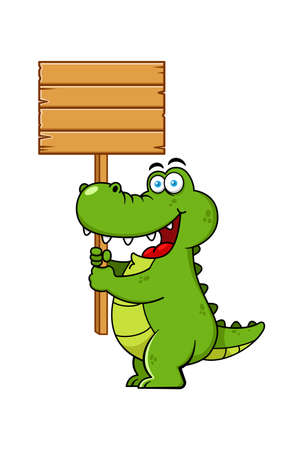 Funny Crocodile Cartoon Character Premium vectorのイラスト素材