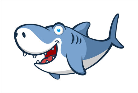 Big Smile Shark Cartoon Characterのイラスト素材