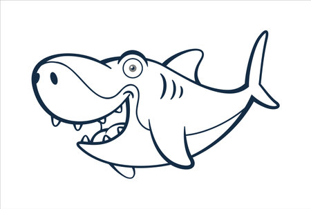 Big Smile Shark Cartoon Characterのイラスト素材