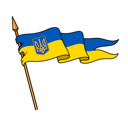 Long Medievel Flag Of Ukraine With Symbolのイラスト素材