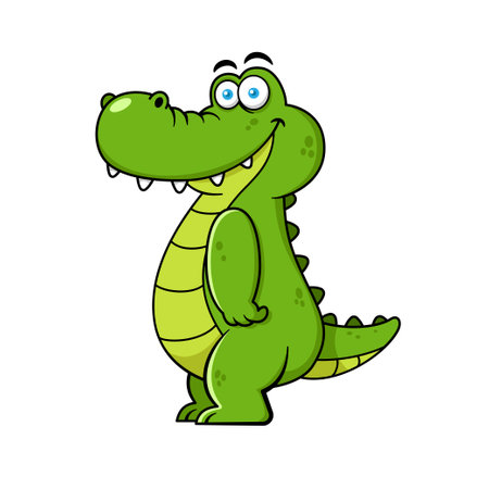 Funny Crocodile Cartoon Character Premium vectorのイラスト素材