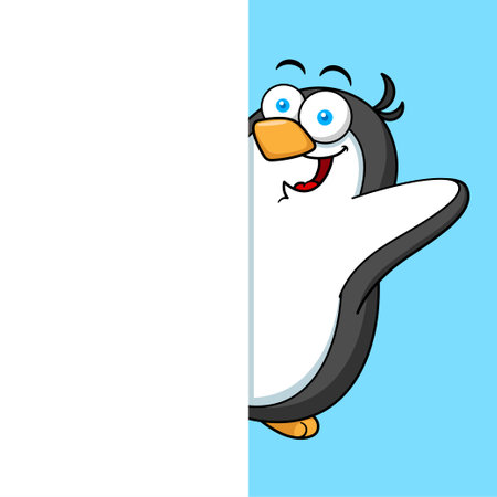 Cartoon Penguin Mascot Character Hidingのイラスト素材