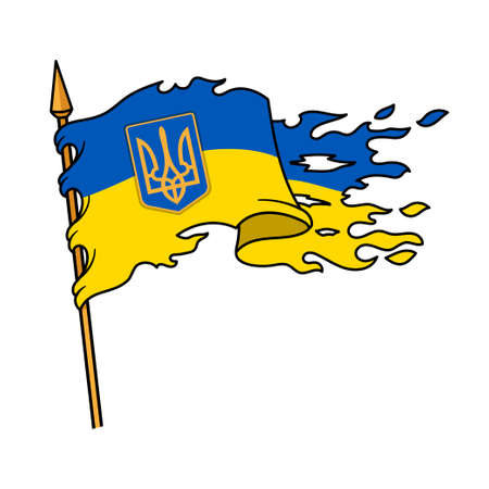 Ukraine Torn Flag With Symbolのイラスト素材