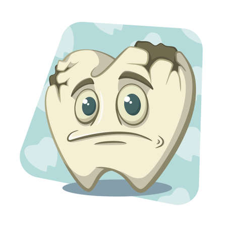 Funny Face Tooth Cartoon Characterのイラスト素材