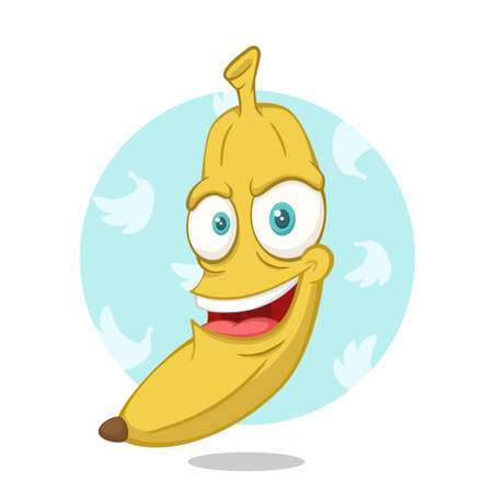 Funny Banana Cartoon Character Smilingのイラスト素材