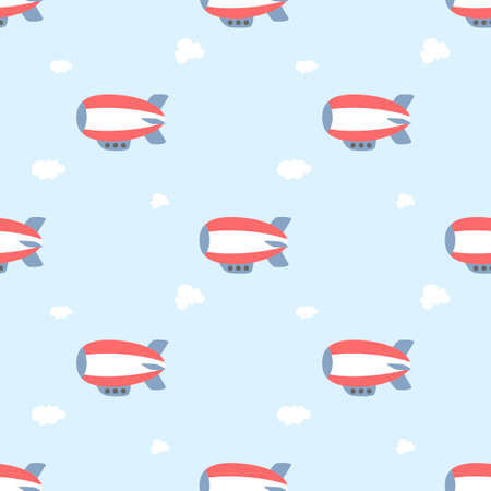 cute balloon air plane blimp seamless patternのイラスト素材