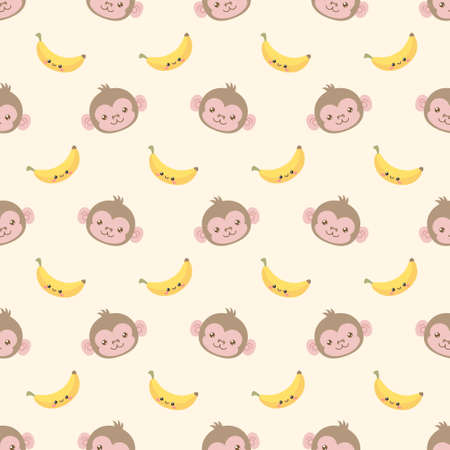 Cute Monkeys Seamless Patternのイラスト素材