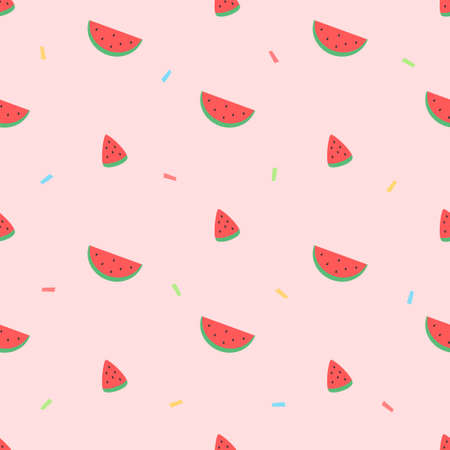 fresh watermelon slice seamless patternのイラスト素材