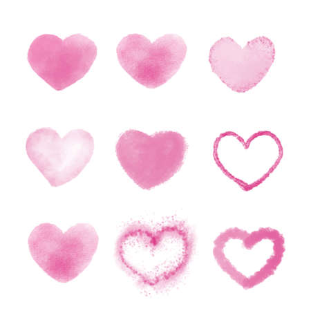 watercolor hand drawn love heart setのイラスト素材