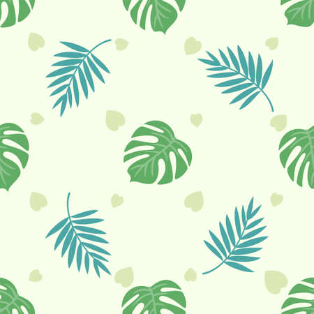 summer vibe tropical leaves seamless patternのイラスト素材