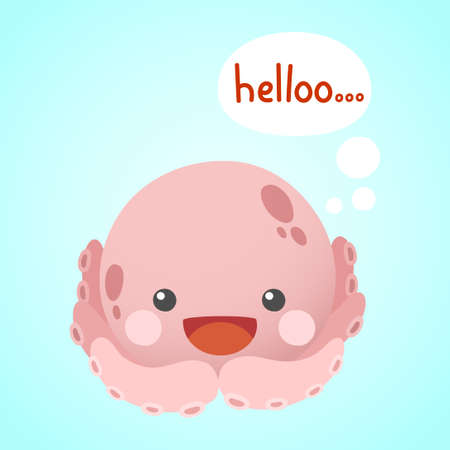 cute cartoon chubby octopus characterのイラスト素材
