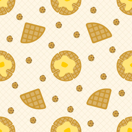 waffle and cookies seamless patternのイラスト素材