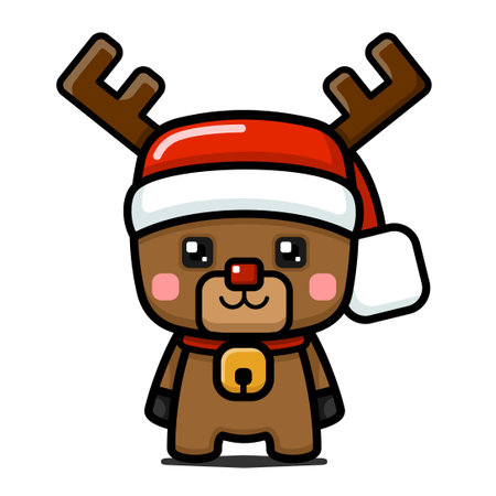 Cube Style Cute Christmas Reindeer Characterのイラスト素材