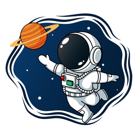 Astronaut Reaching For A Planetのイラスト素材
