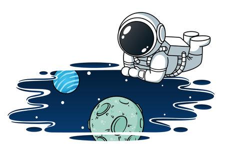 Astronaut Watching Space From Portalのイラスト素材