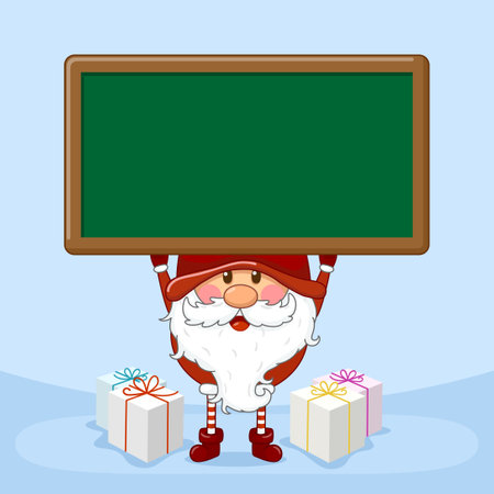 Cute Christmas Gnome Holding Boardのイラスト素材