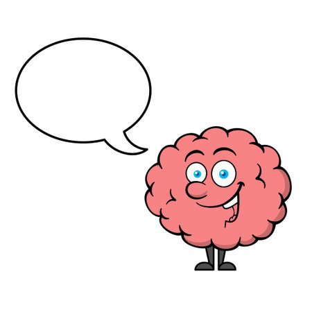 Brain Cartoon Character With Speech Bubbleのイラスト素材