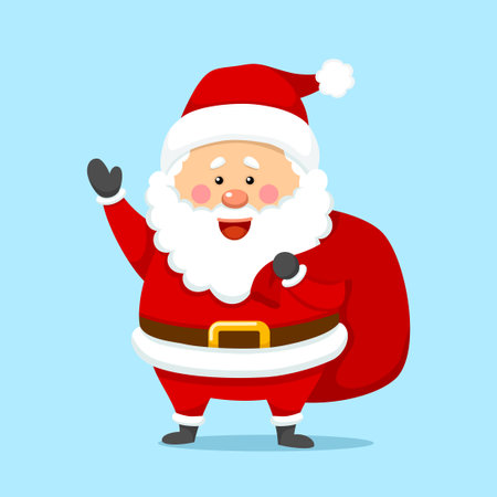 Cute Christmas Santa Claus Holding Present Bagのイラスト素材
