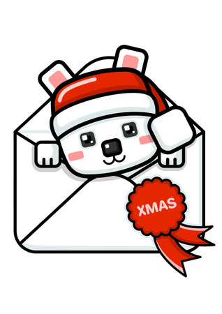 Cube Style Cute Polar Bear In An Envelopeのイラスト素材