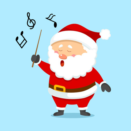 Cute Christmas Santa Claus Singingのイラスト素材